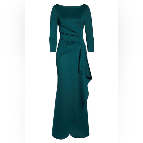 Eliza J Techno Pleated Scuba Trumpet Gown size 2 - Picture 4 of 12